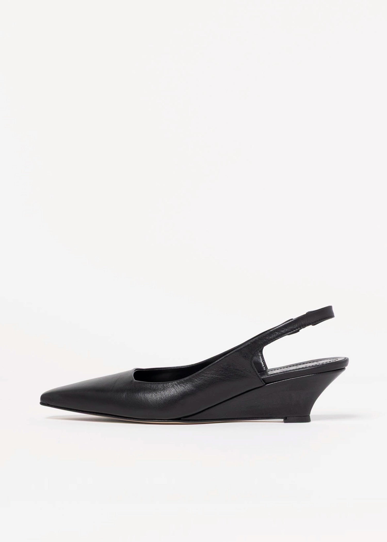 swatch_Black Leather slingback wedge