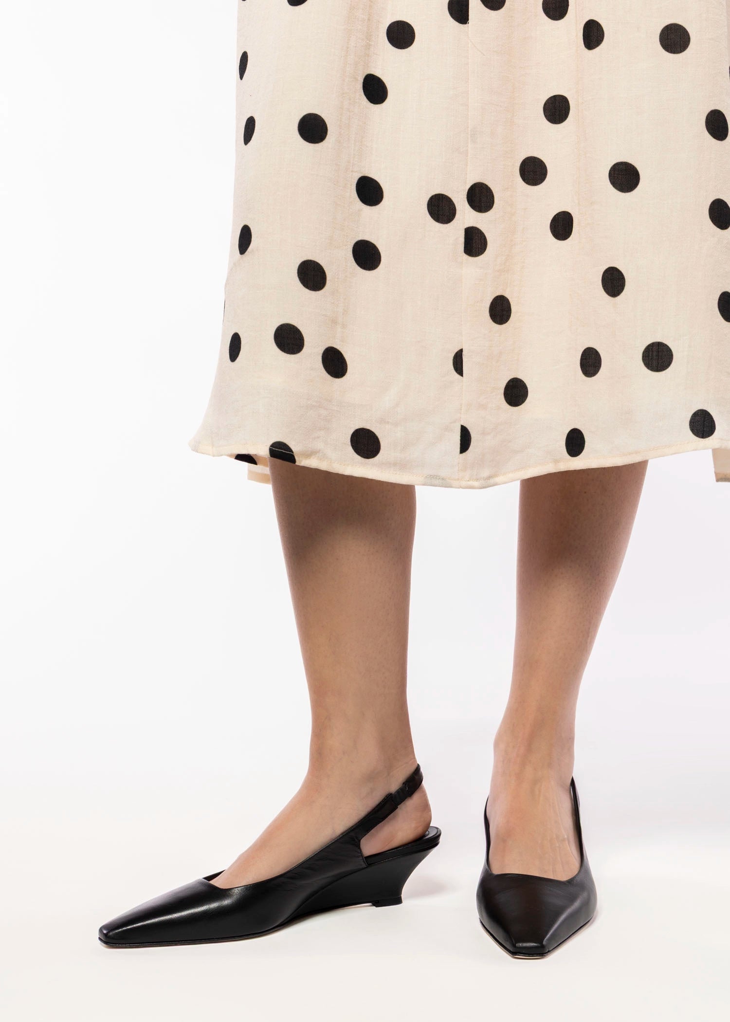 swatch_Black Leather slingback wedge