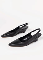 swatch_Black Leather slingback wedge
