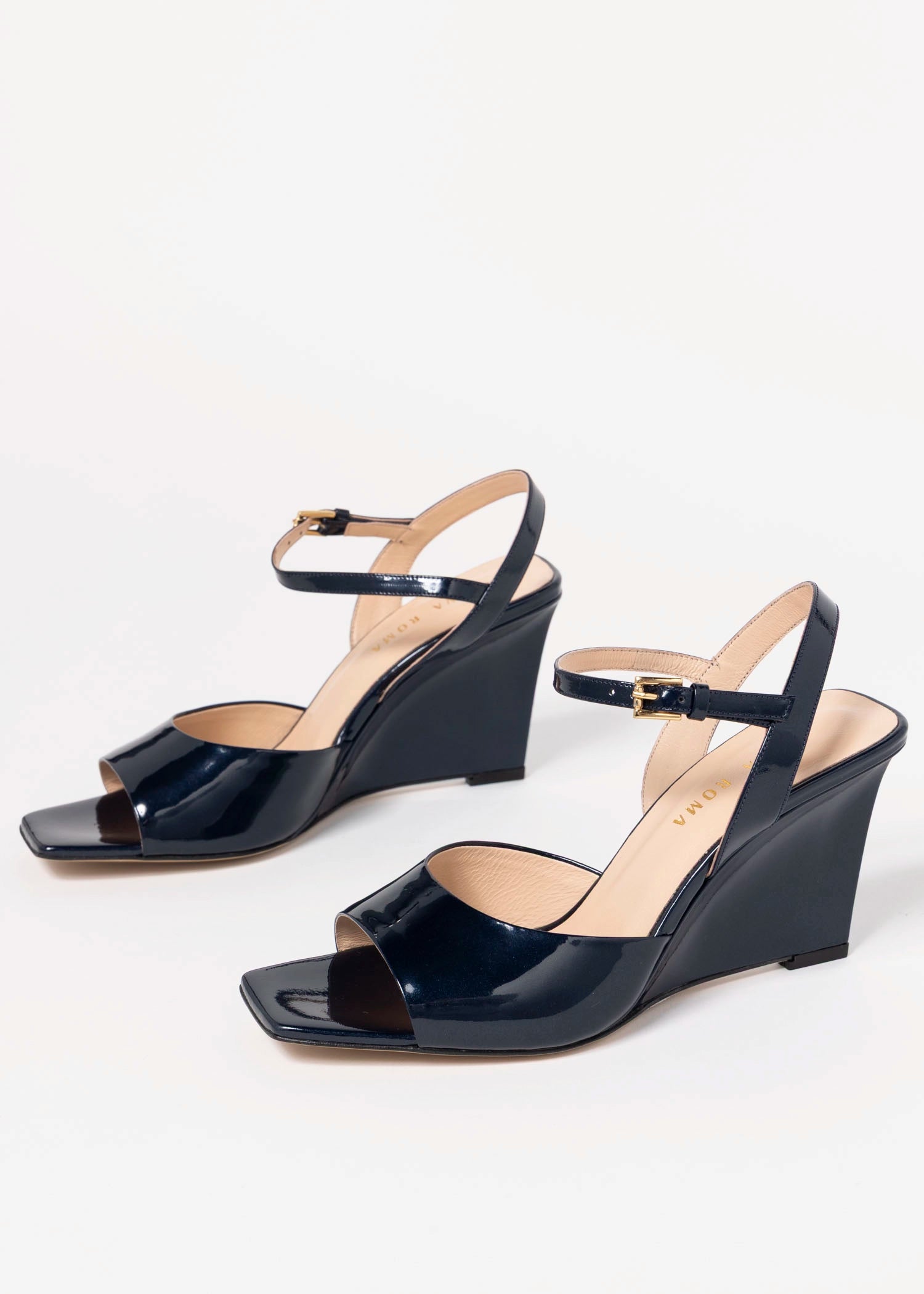 swatch_Navy Patent wedge sandal