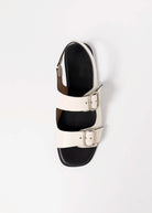 swatch_Off White Leather buckle flat sandal