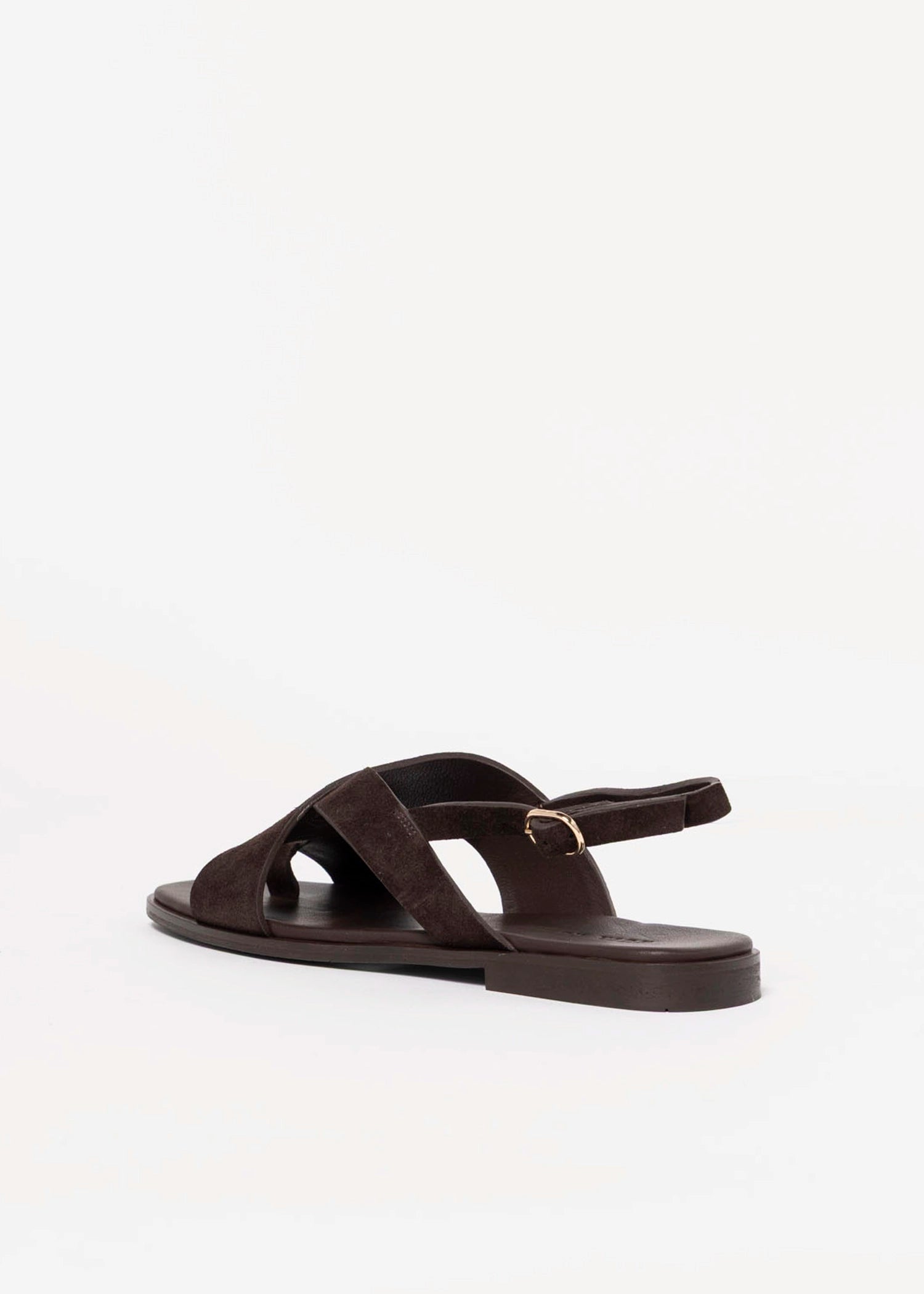 swatch_Dark Brown Suede flat sandal