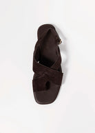 swatch_Dark Brown Suede flat sandal
