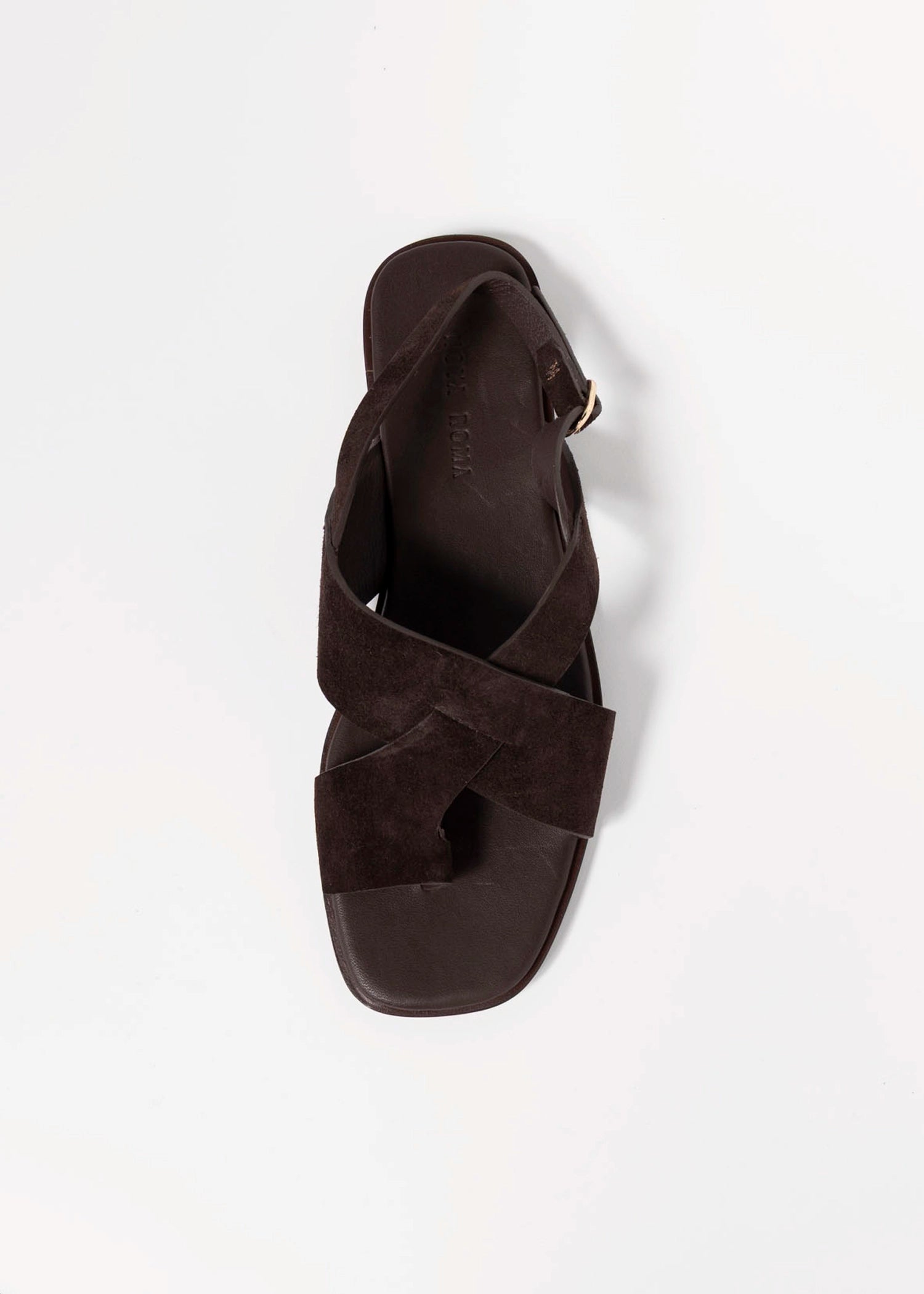 swatch_Dark Brown Suede flat sandal