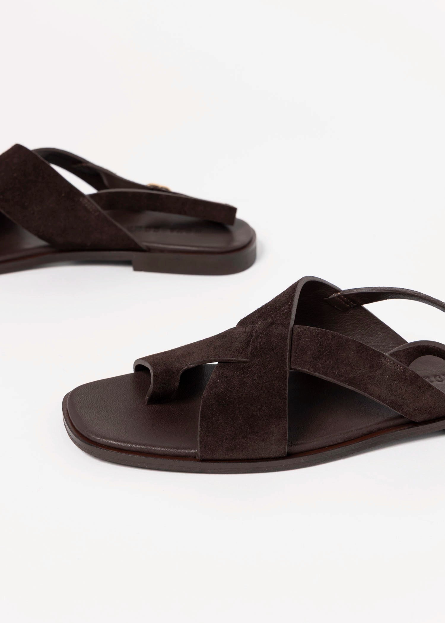 swatch_Dark Brown Suede flat sandal