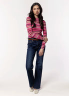 swatch_Pink/Brown Multi pistola denim madison long sleeve top