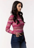 swatch_Pink/Brown Multi pistola denim madison long sleeve top