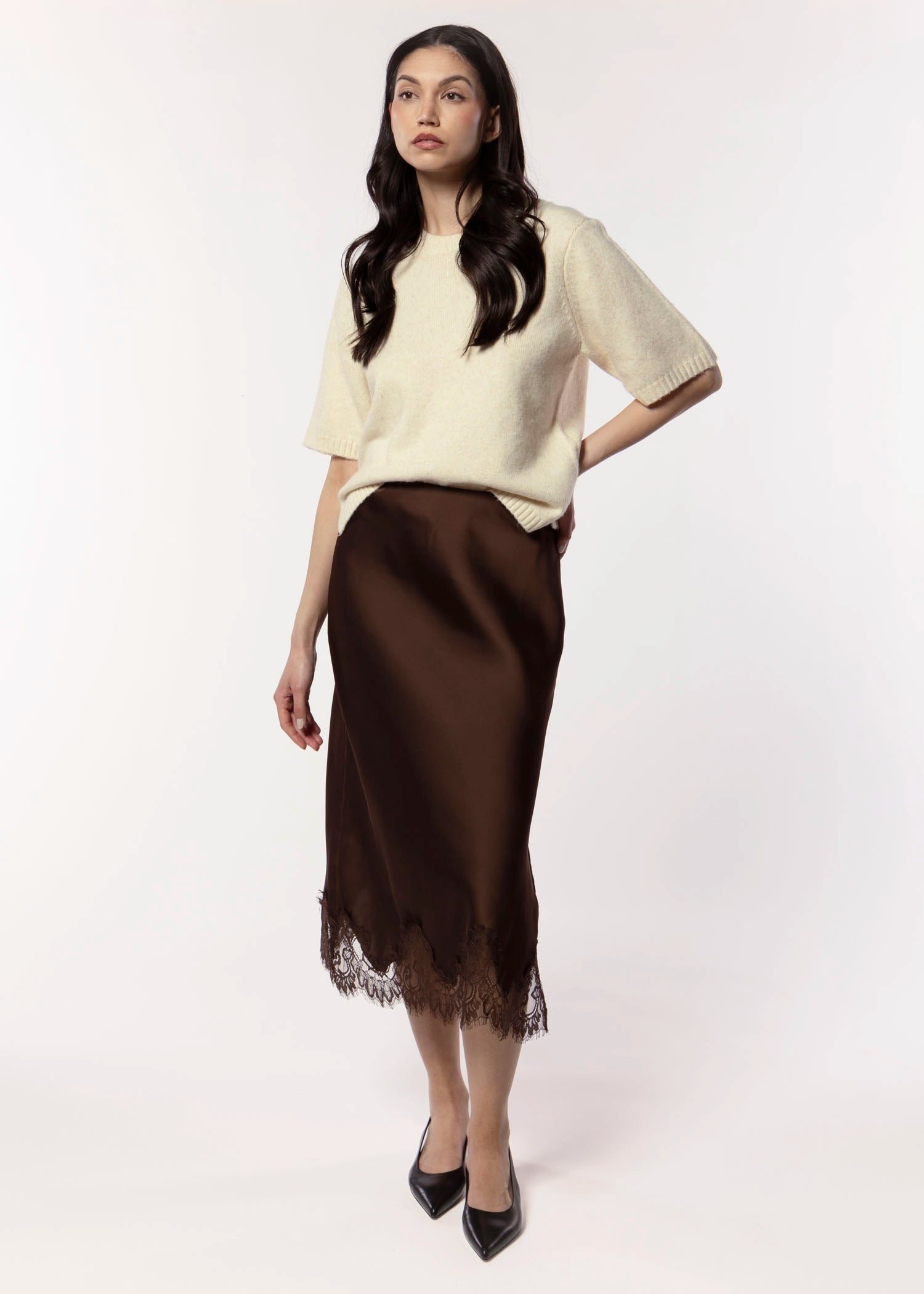 swatch_Dark Chocolate satin skirt skirts