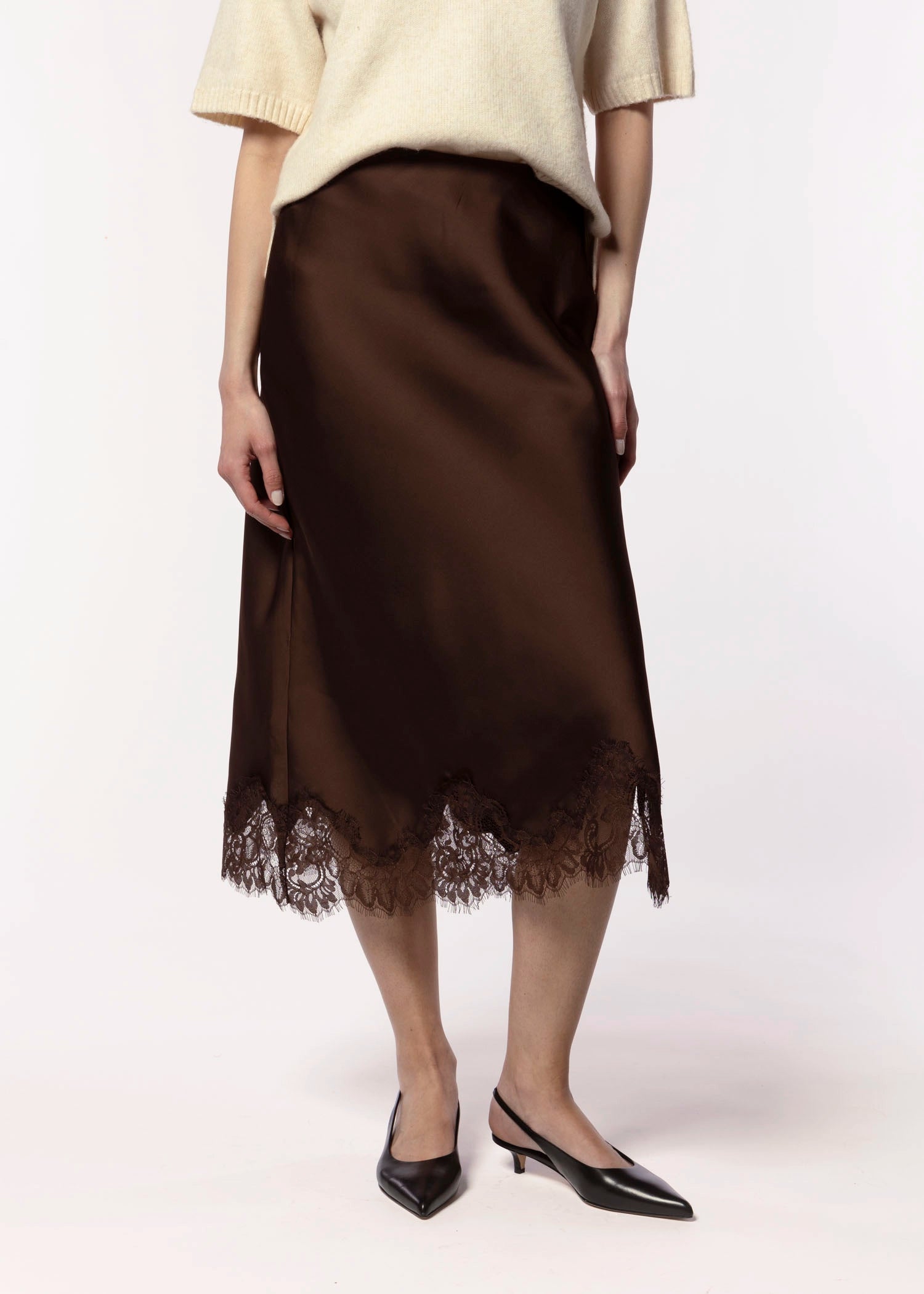 swatch_Dark Chocolate satin skirt skirts