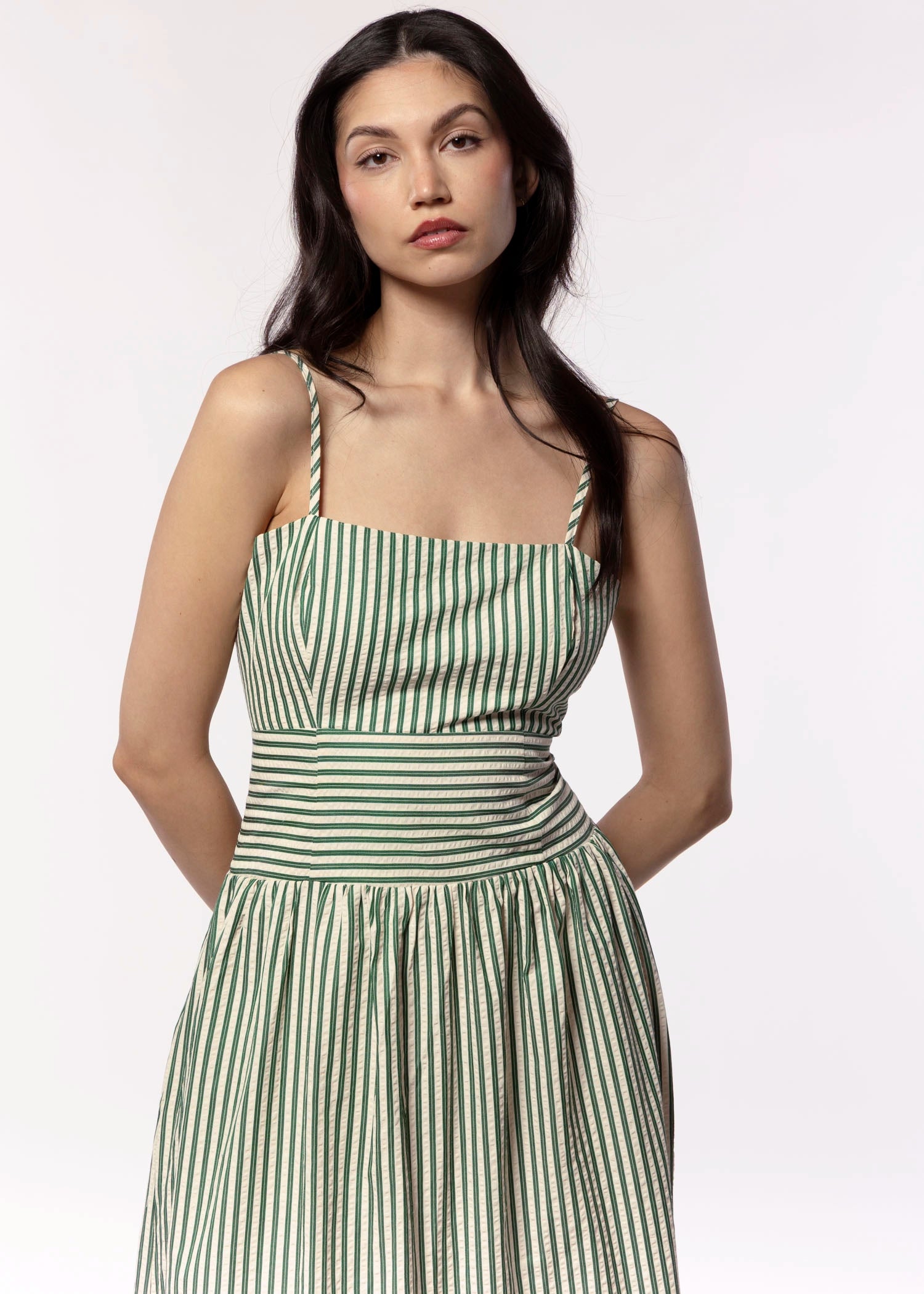 swatch_Green thml striped midi dress