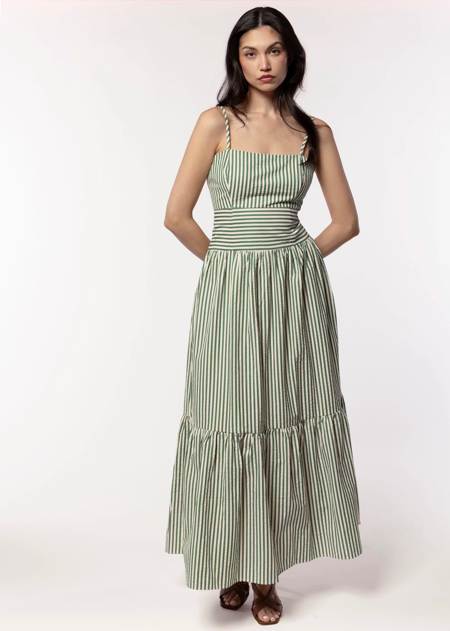 swatch_Green thml striped midi dress