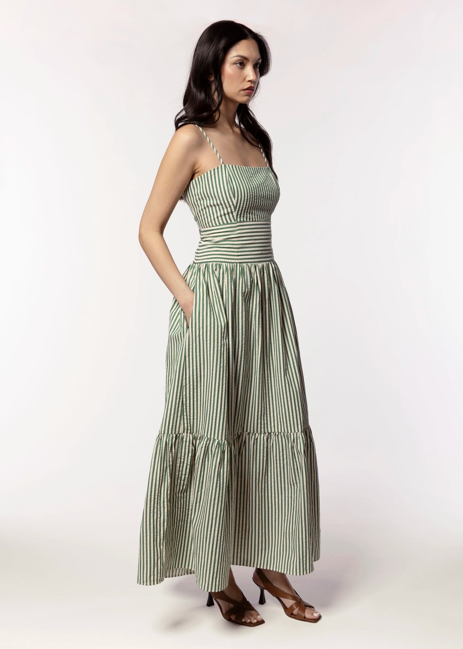 swatch_Green thml striped midi dress