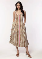 swatch_Brown/Pink thml gingham midi dress