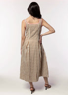 swatch_Brown/Pink thml gingham midi dress
