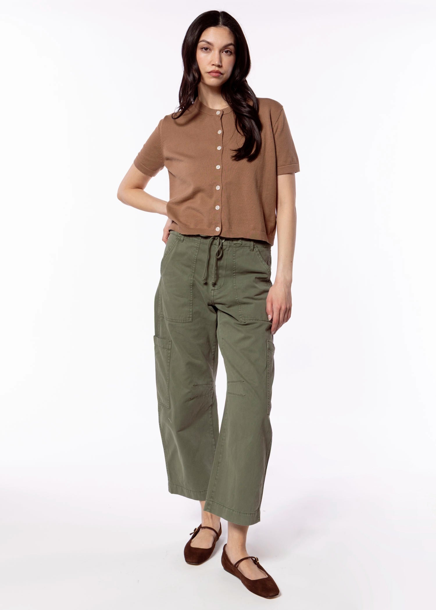 swatch_Mocha perfect white tee maude cardigan