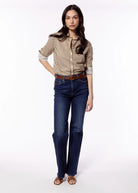 swatch_Mocha Stripe perfect white tee gisele button down shirt