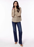 swatch_Mocha Stripe perfect white tee gisele button down shirt