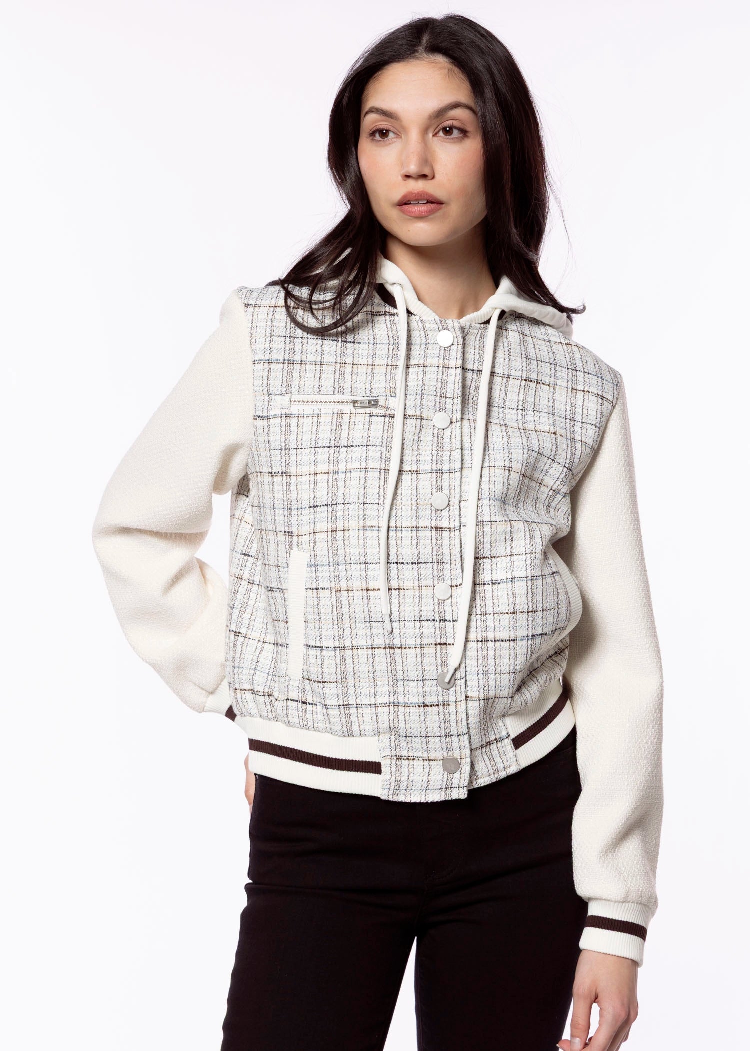 swatch_White Plaid central park west logan bomber jacket