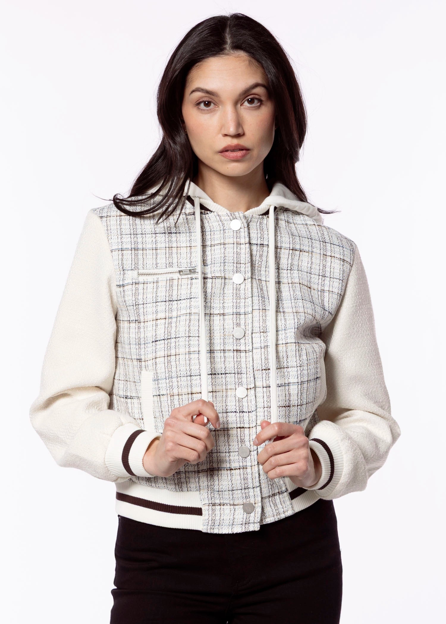 swatch_White Plaid central park west logan bomber jacket