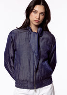 swatch_Navy neck tie chambray bomber jacket
