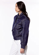 swatch_Navy neck tie chambray bomber jacket