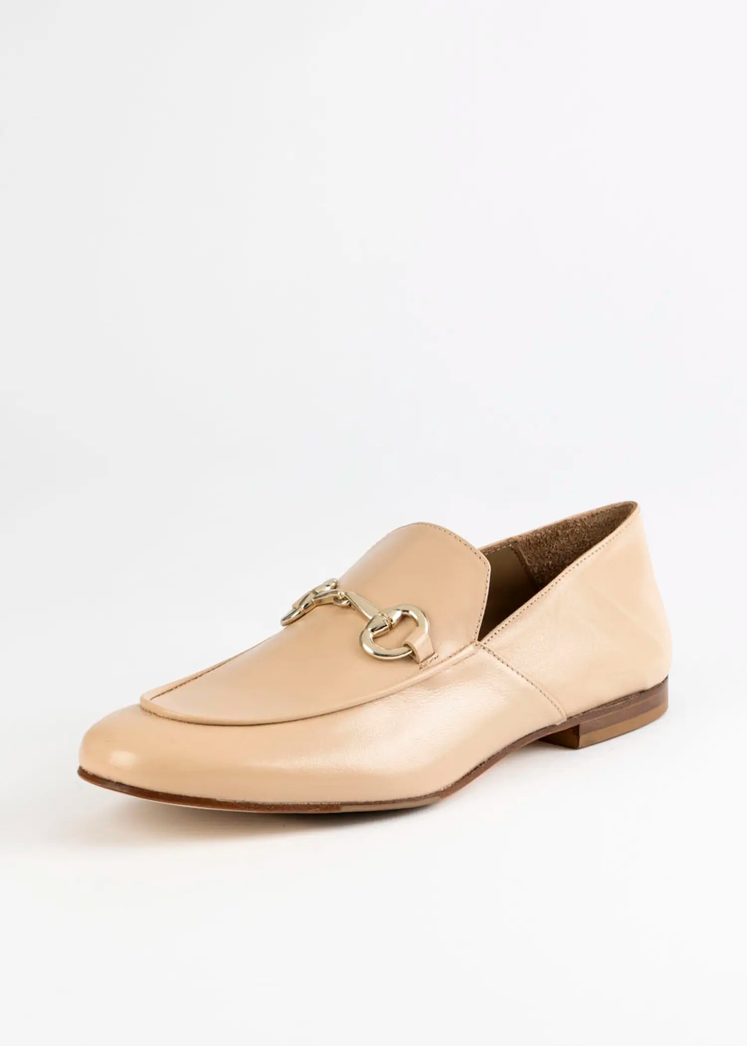 swatch_ecru leather loafer with bit flat shoes