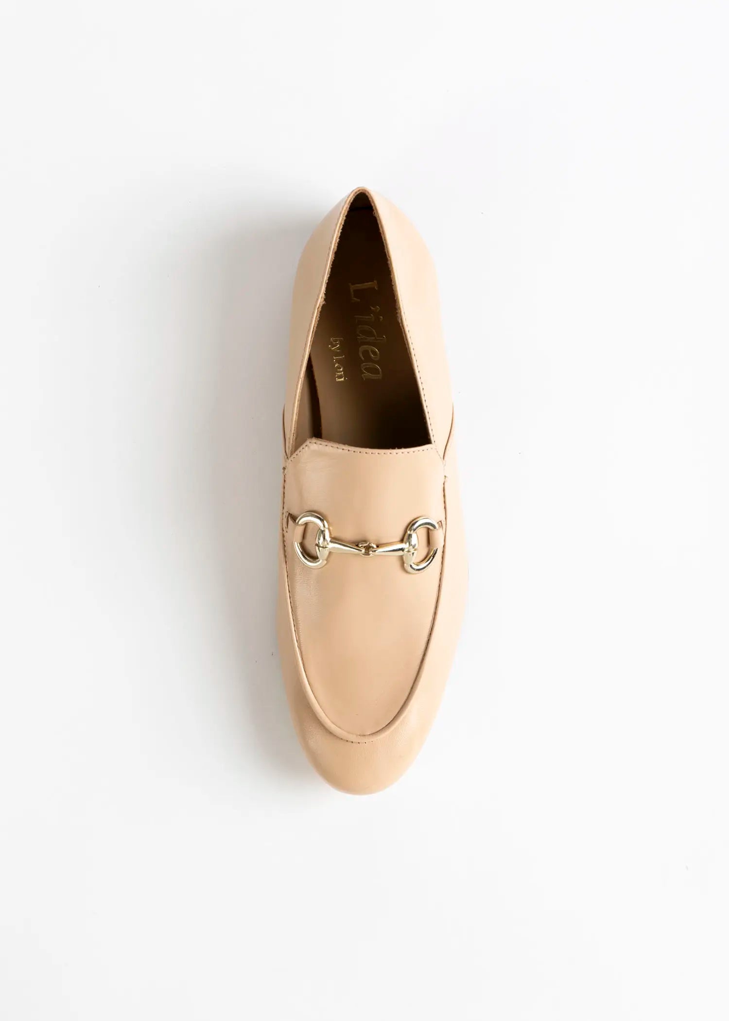 swatch_ecru leather loafer with bit flat shoes