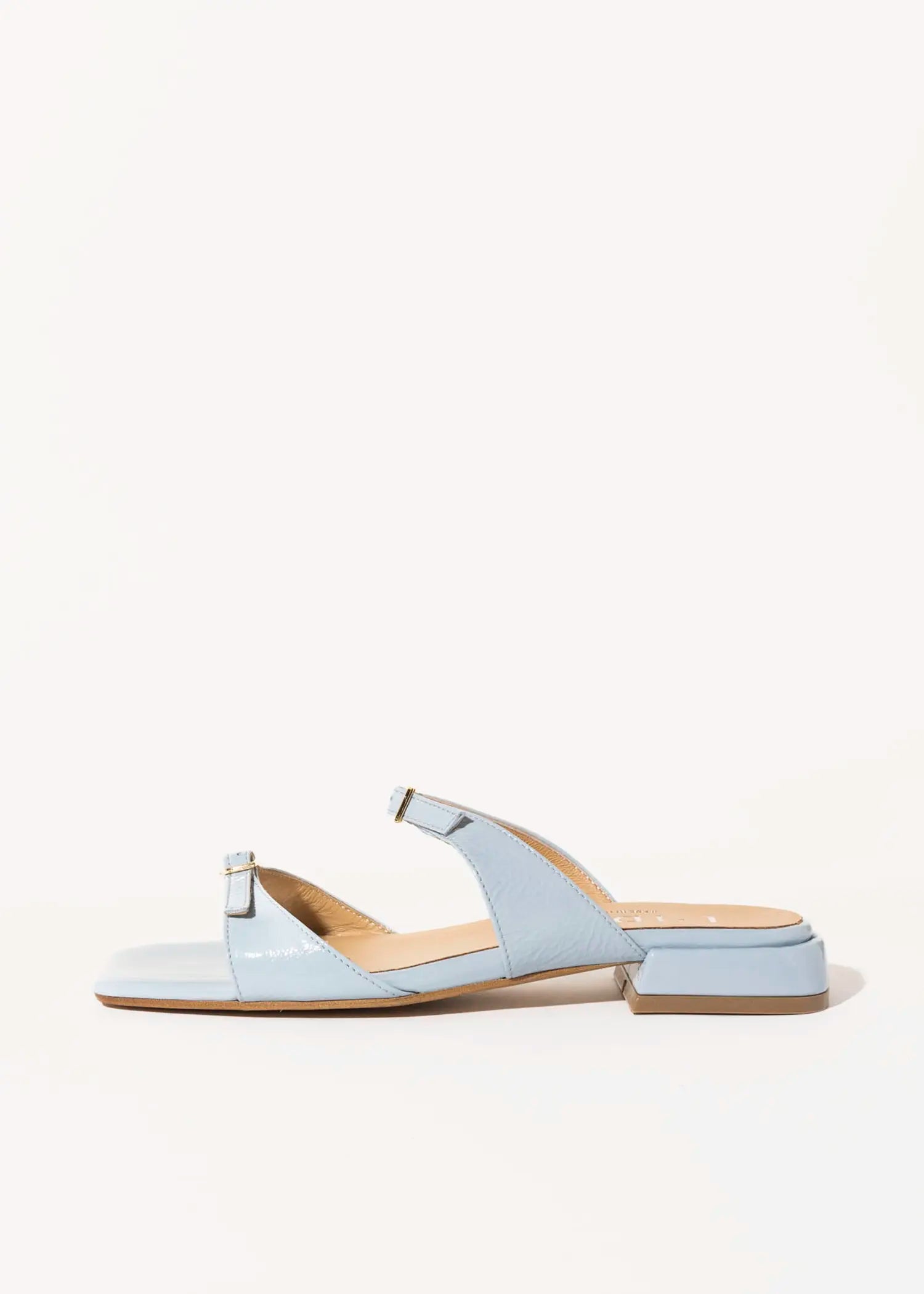 swatch_light blue patent laverne leather sandal flat sandals