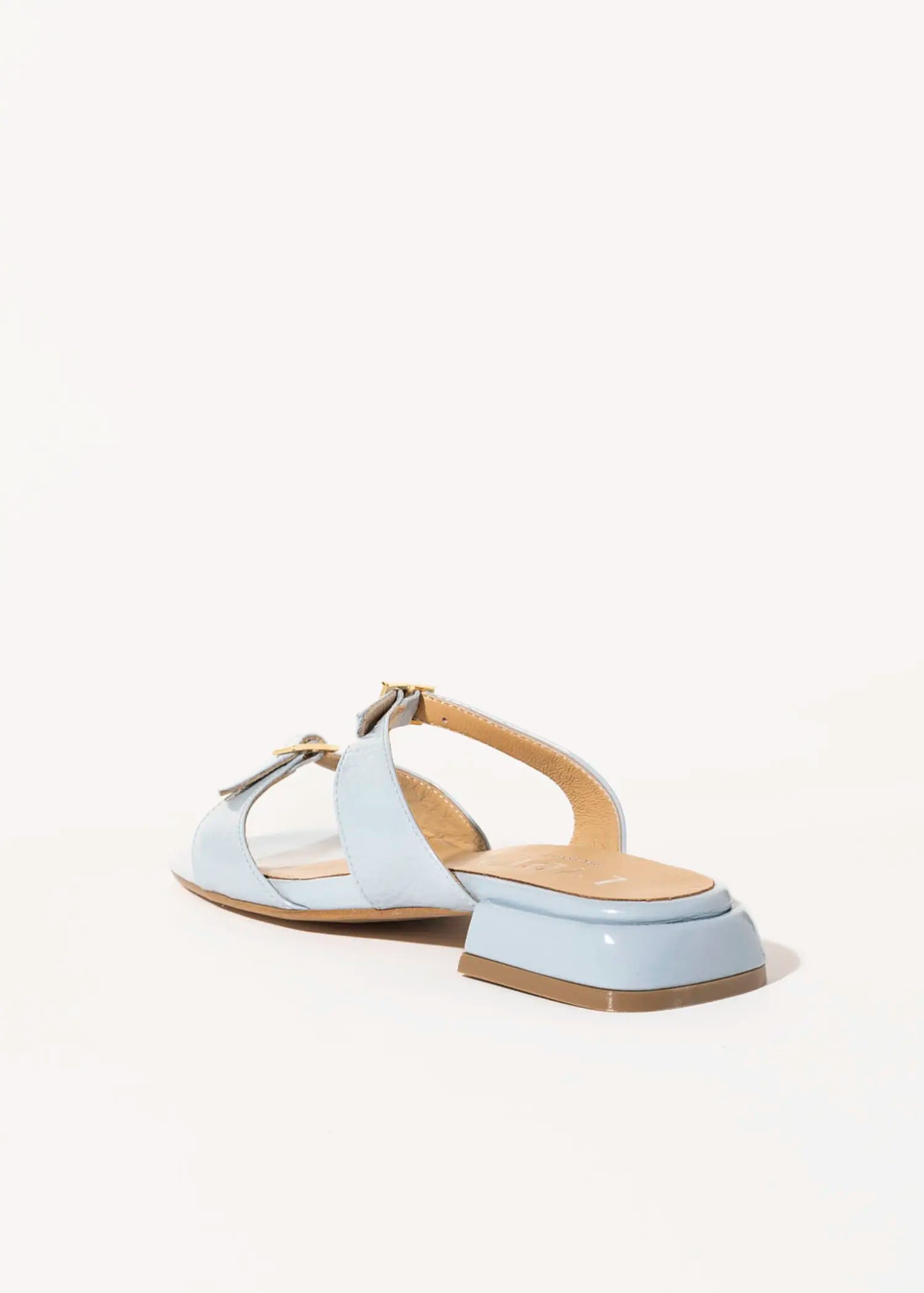 swatch_light blue patent laverne leather sandal flat sandals