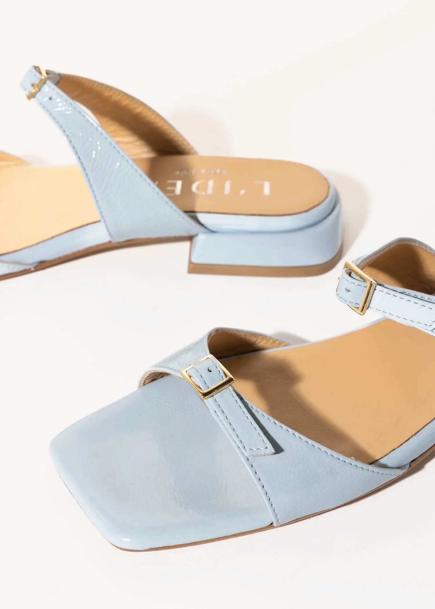 swatch_light blue patent laverne leather sandal flat sandals