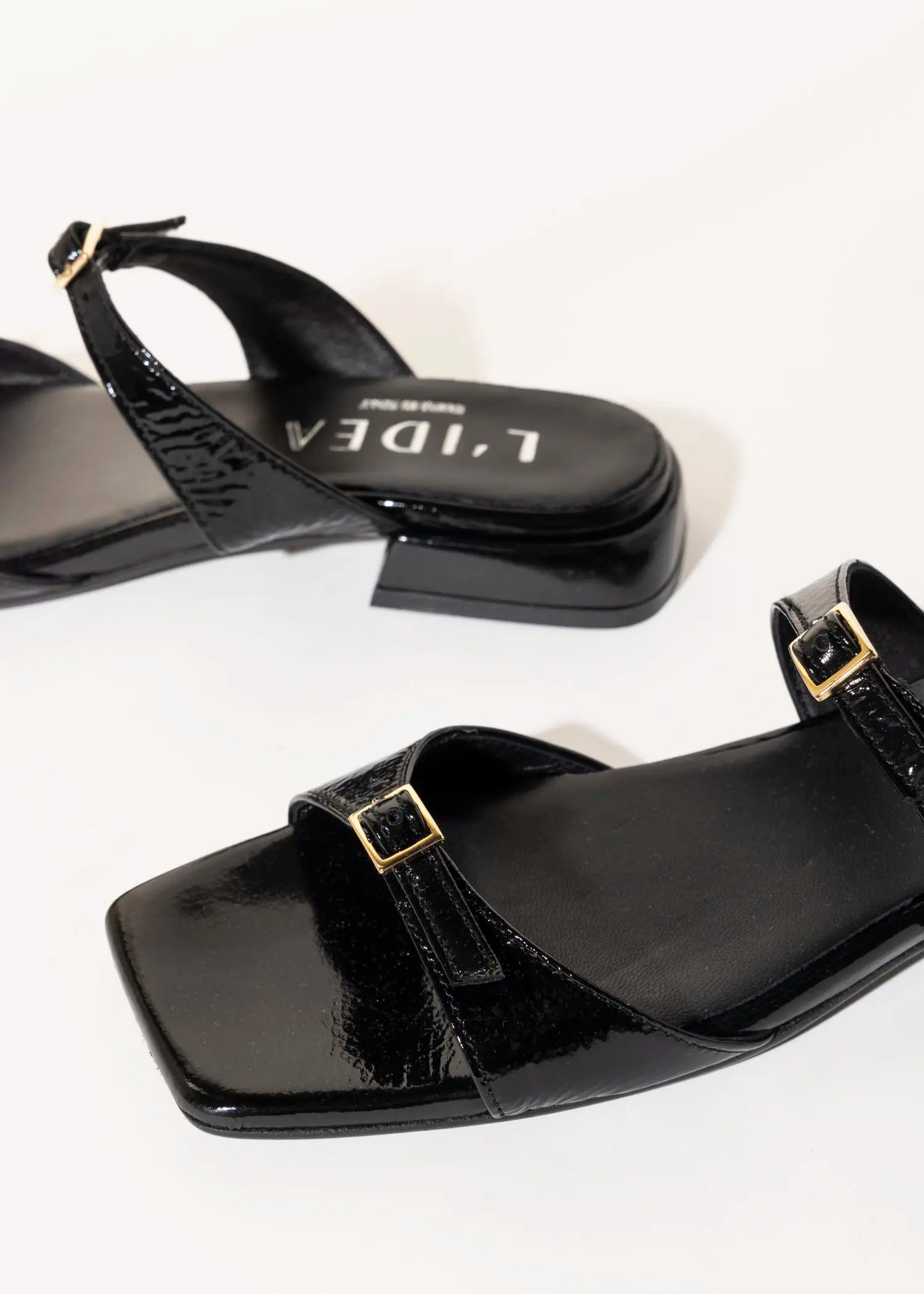 swatch_black patent laverne leather sandal flat sandals