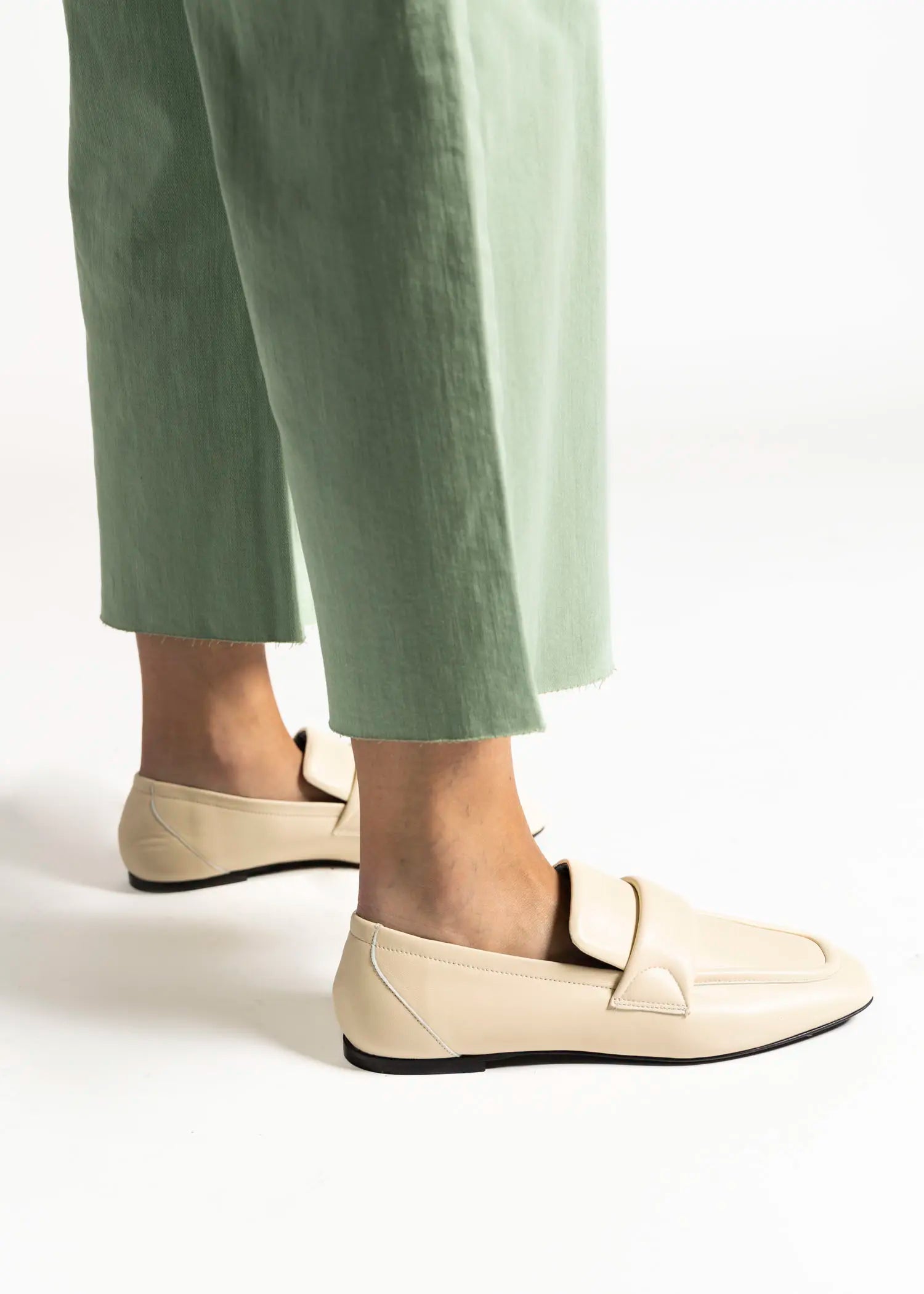 swatch_ivory leather leather loafer flat shoes