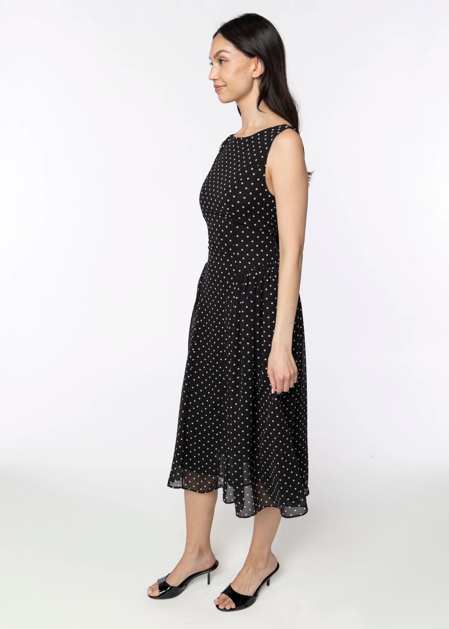 swatch_Black polka dot midi dress