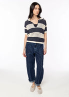 swatch_Ecru/Blue deluc chios knit polo