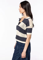 swatch_Ecru/Blue deluc chios knit polo