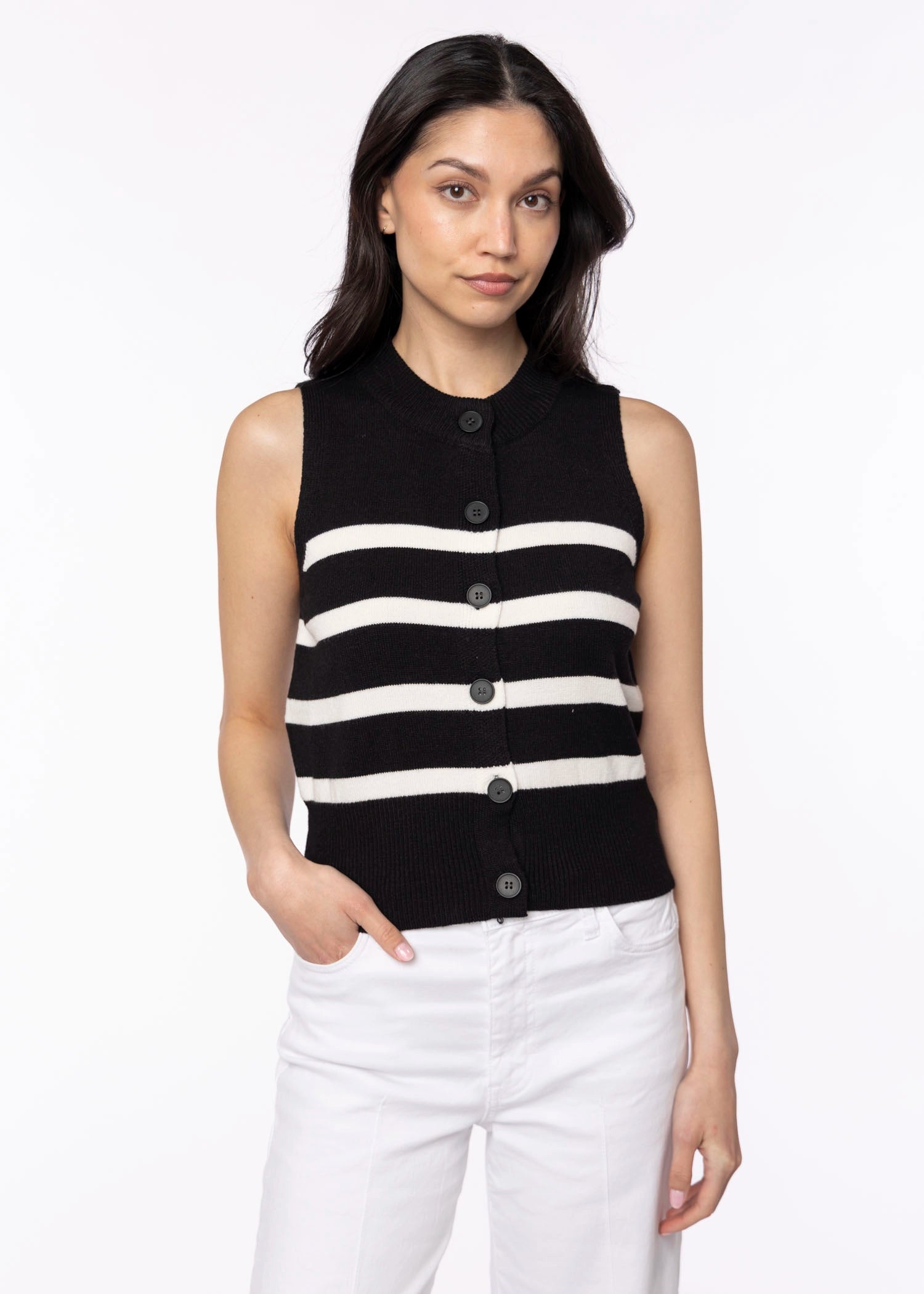 swatch_Black/Ecru deluc mykonos knit vest