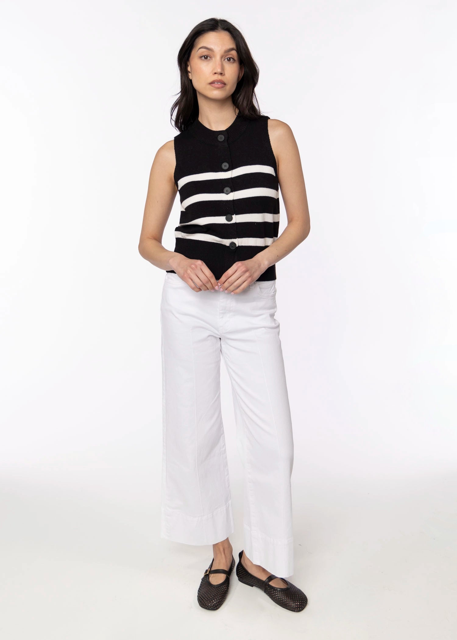 swatch_Black/Ecru deluc mykonos knit vest