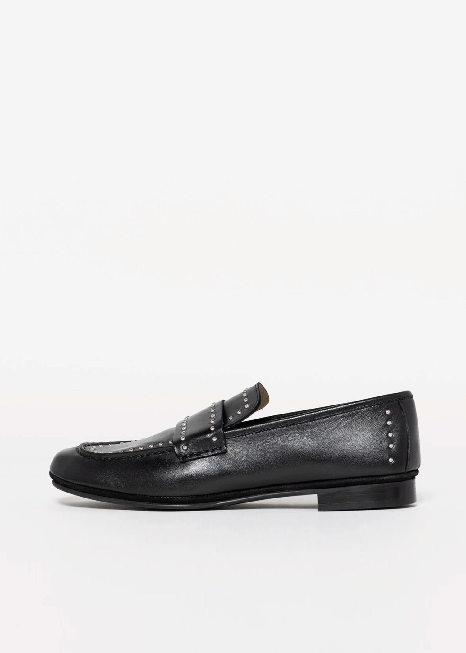 swatch_Black Leather studded loafer