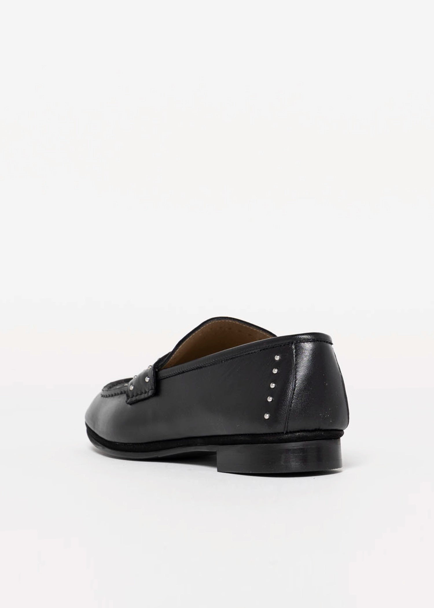 swatch_Black Leather studded loafer
