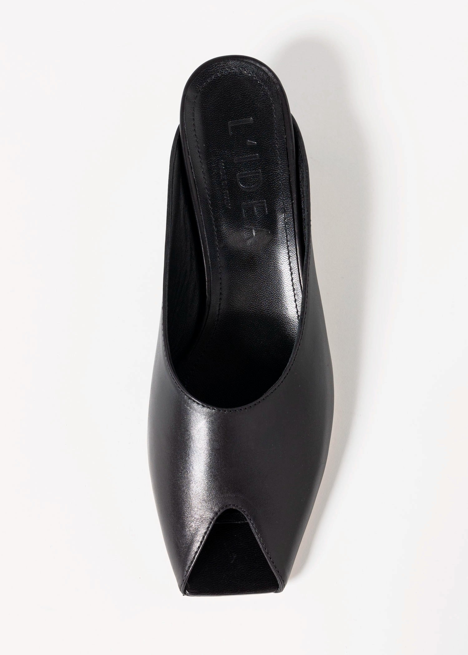 swatch_Black leather peep toe mule L'idea