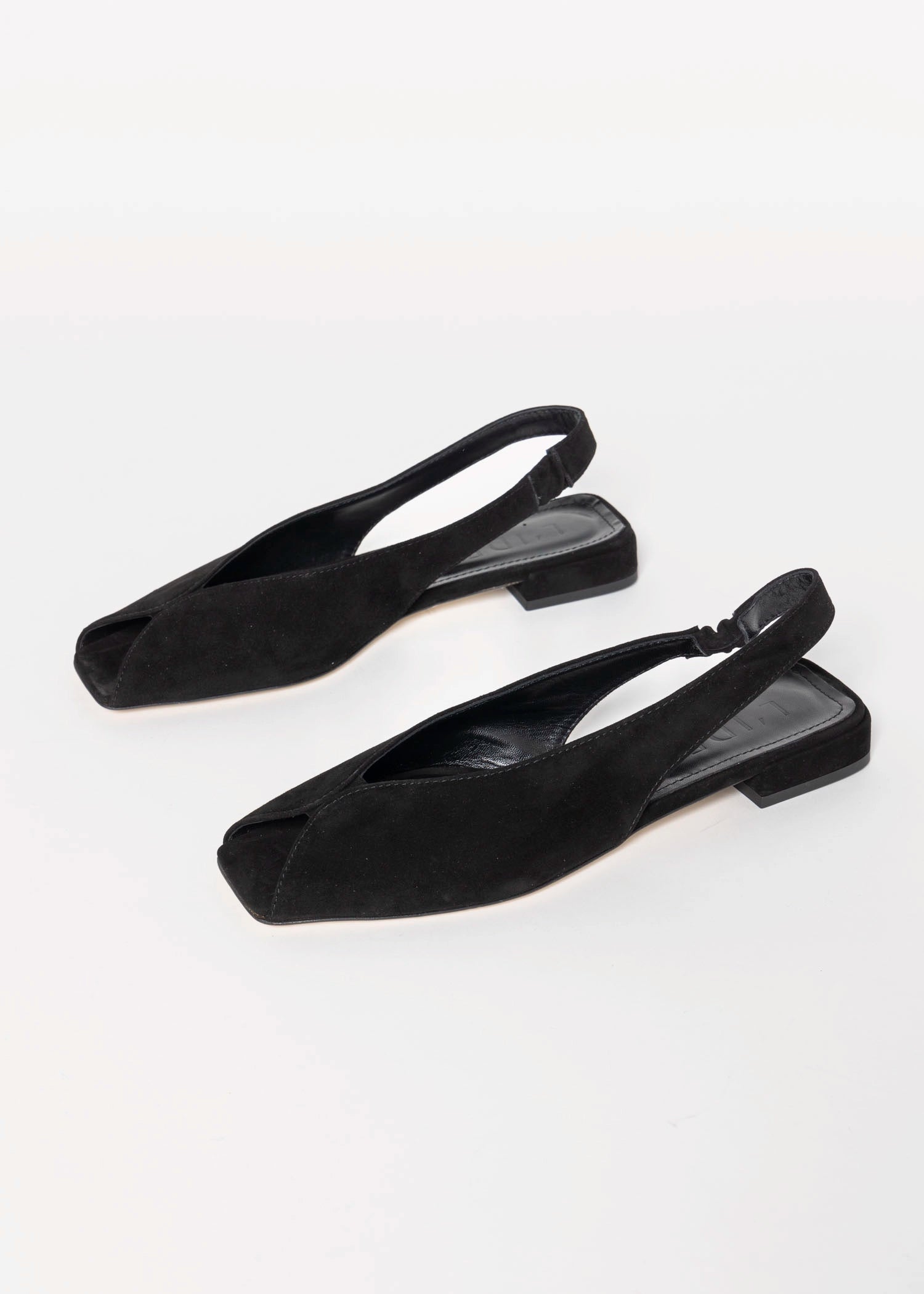 swatch_Black Suede flat peep toe sandal