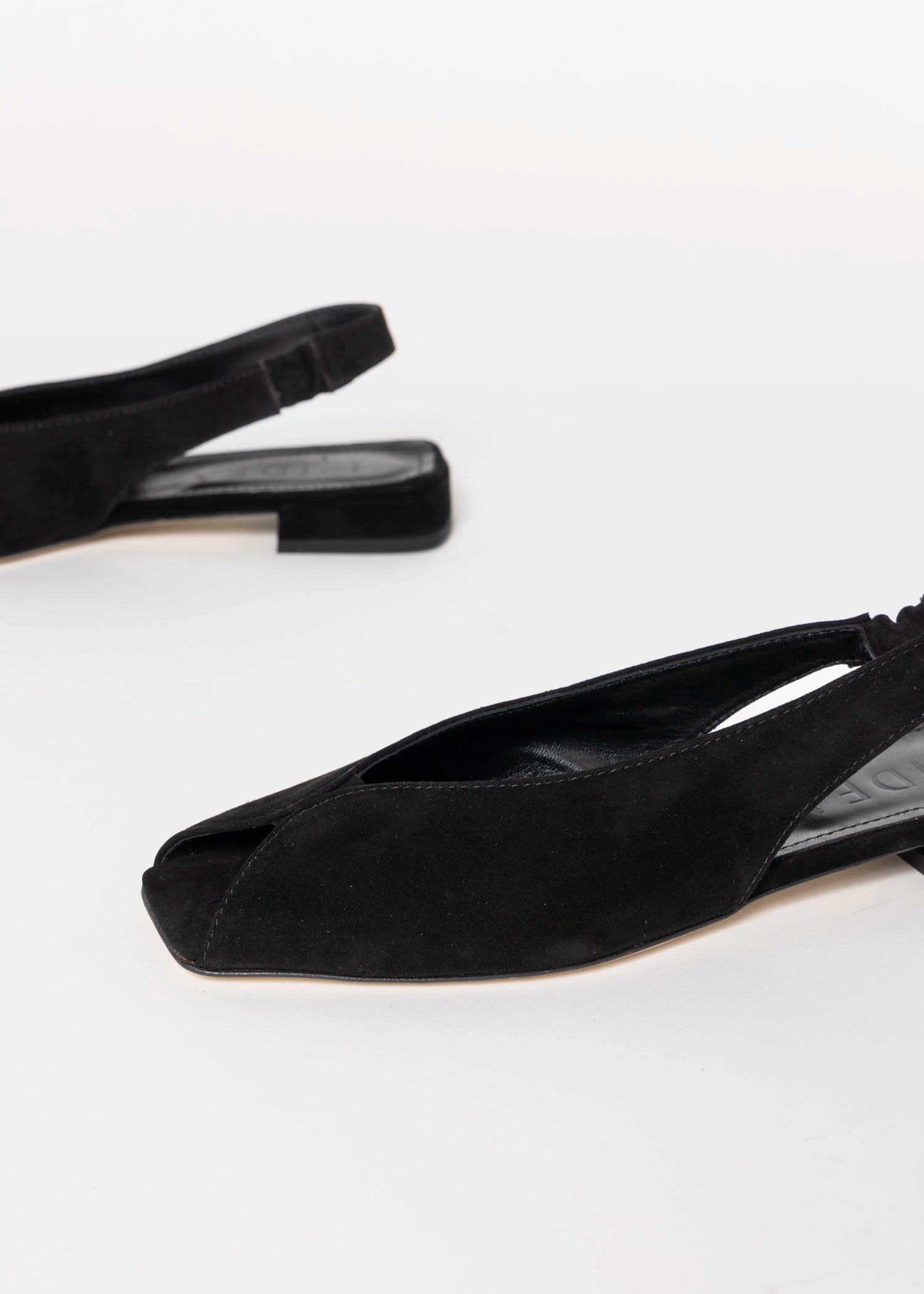 swatch_Black Suede flat peep toe sandal