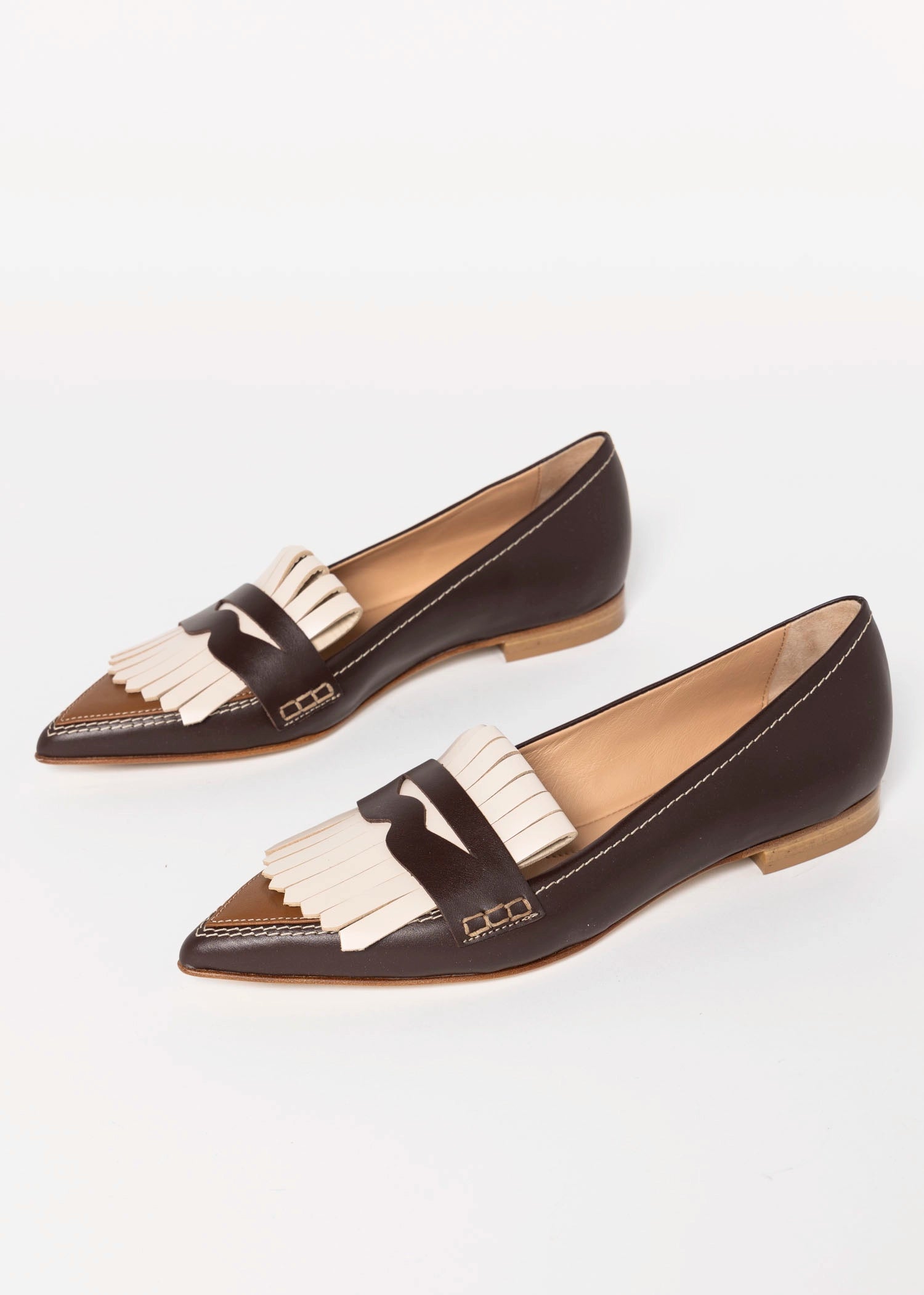 swatch_Brown Multi Leather pointed toe flat