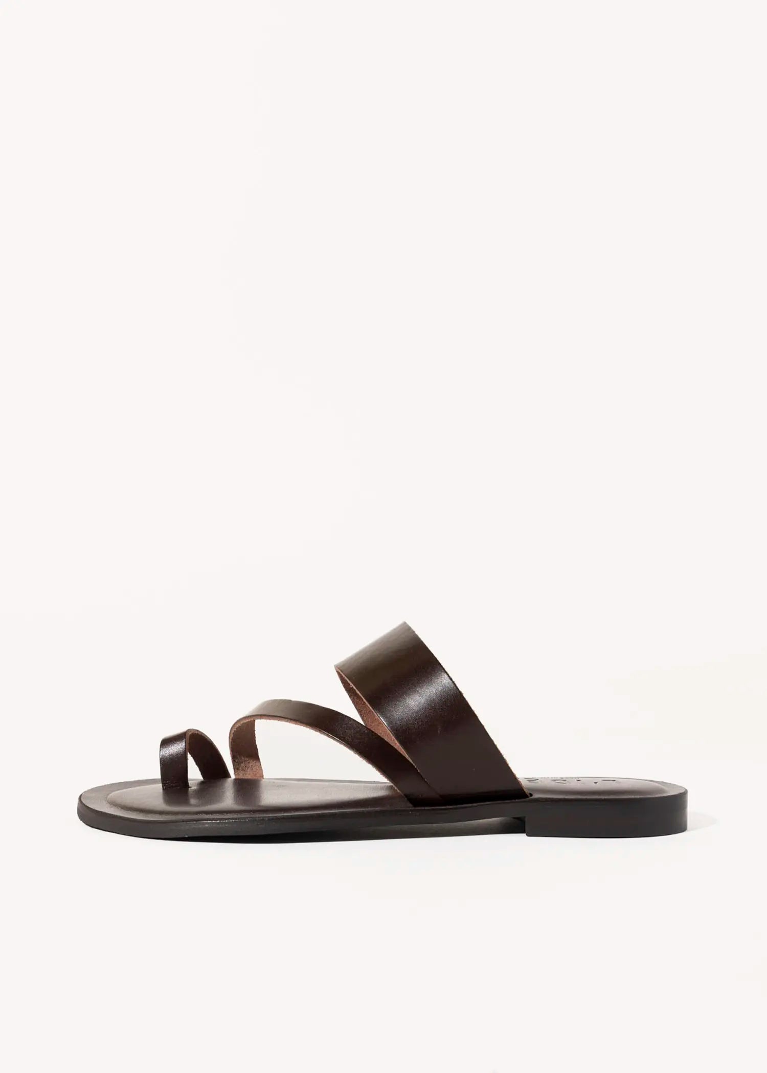 swatch_dark brown leather leather toe ring sandal flat sandals