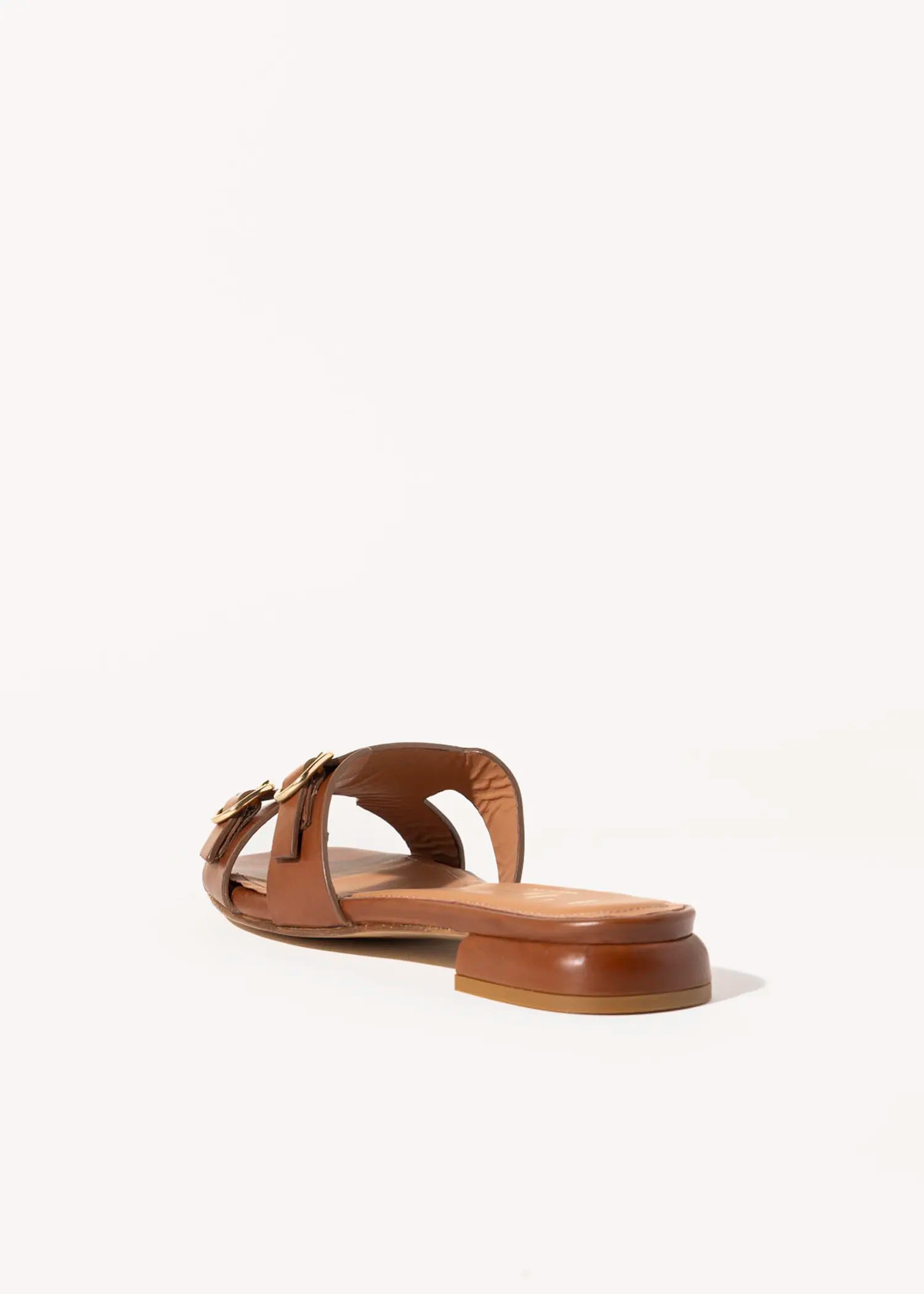 swatch_brown leather monk strap sandal flat sandals