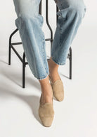 swatch_beige suede woven suede loafer flat shoes