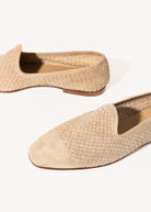 swatch_beige suede woven suede loafer flat shoes