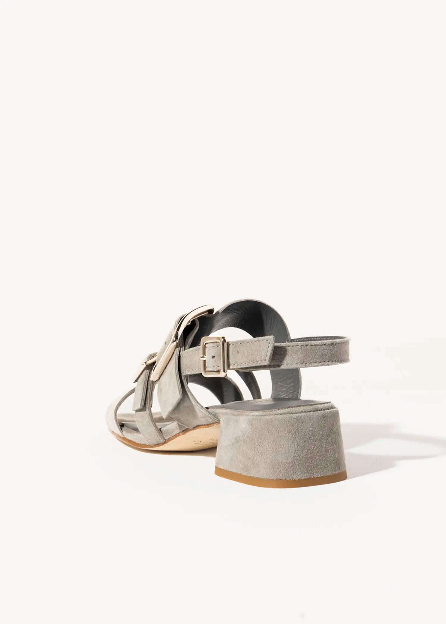 swatch_khaki suede heeled buckle sandal heeled sandals
