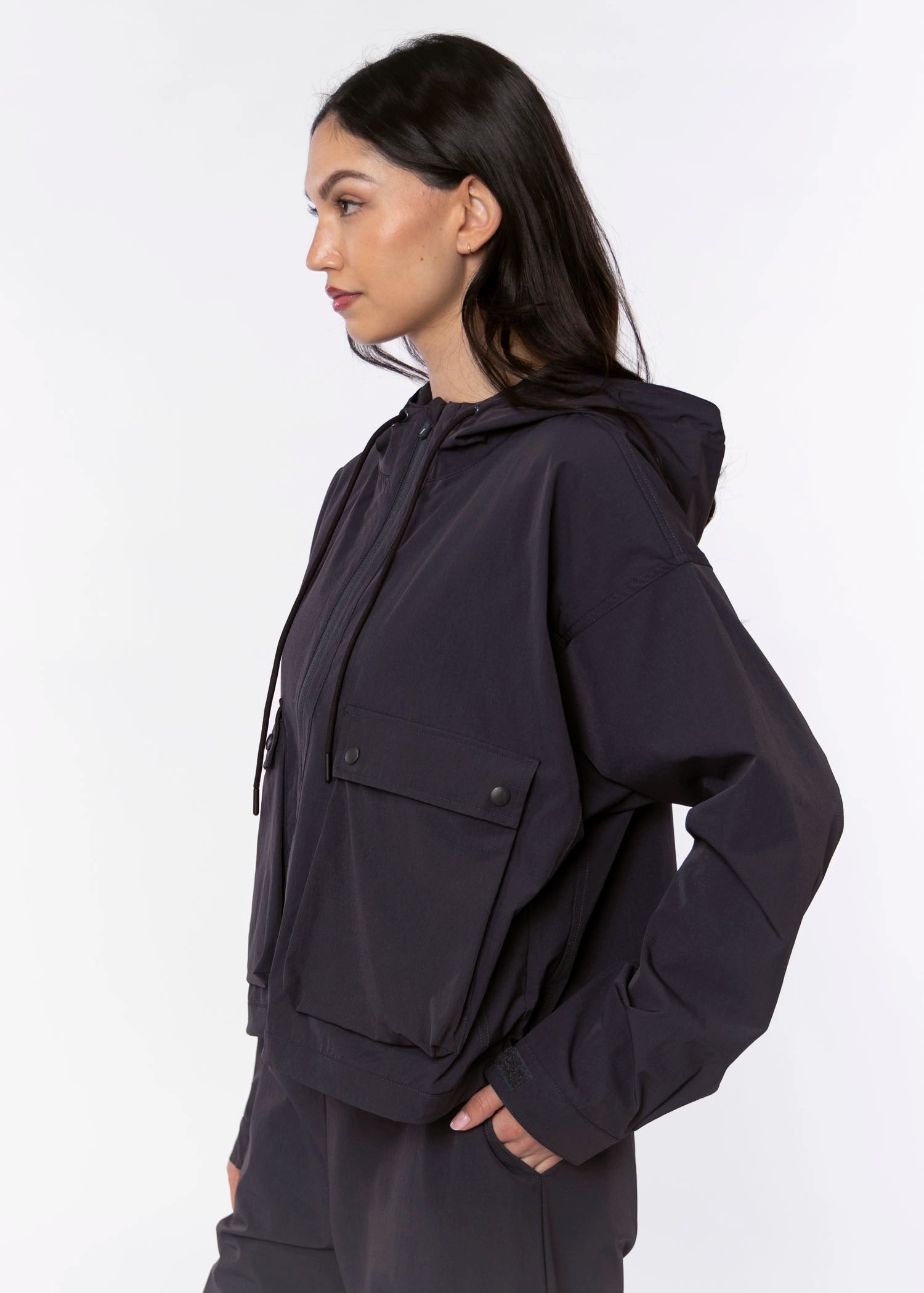 swatch_Charcoal Blue thread and supply walker jacket