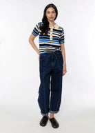 swatch_Blue Multi striped knit polo